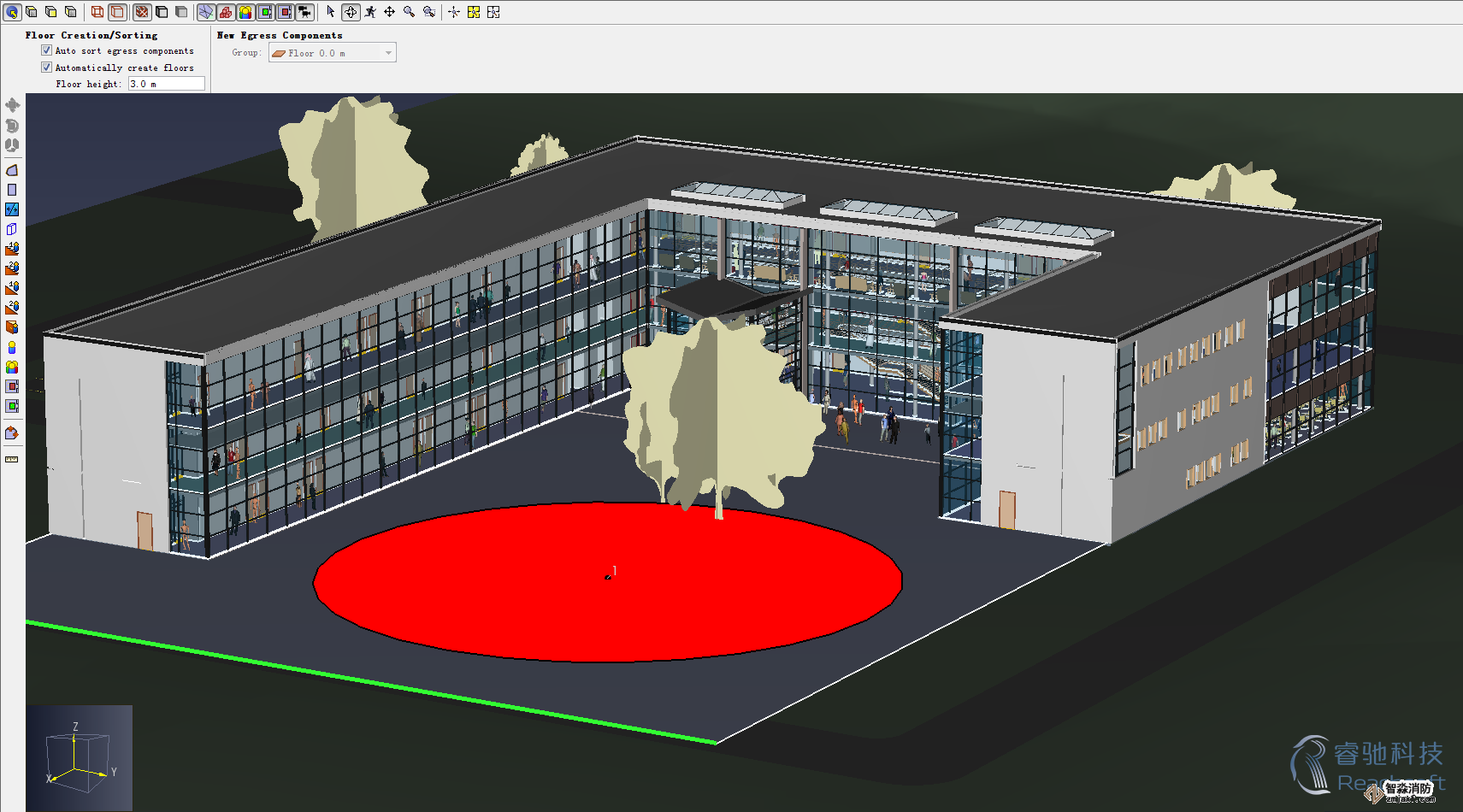 鎮(zhèn)江消防安全評(píng)估鎮(zhèn)江人員疏散能力模擬分析軟件Pathfinder7